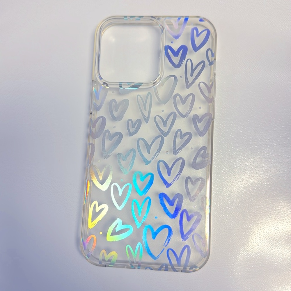 Clear and Silver Heart Pattern Phone Case for iPhone
